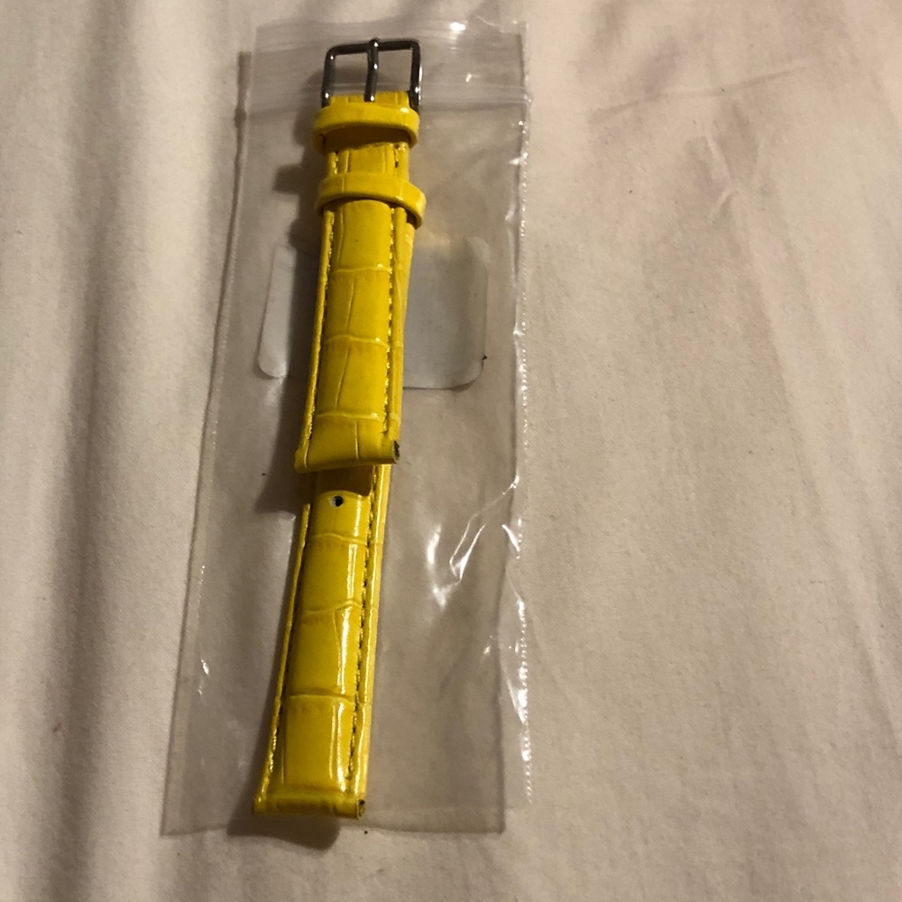 Women's Yellow Crocodile-Embossed Leather Watch Strap